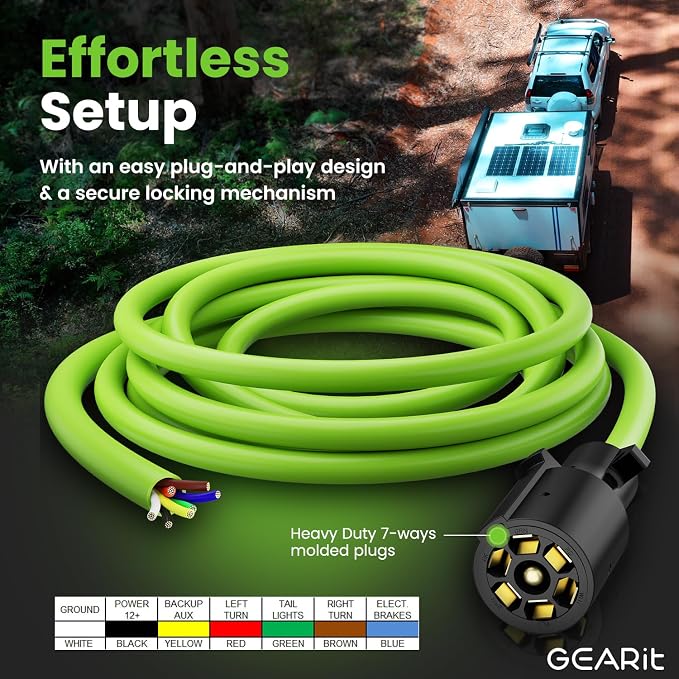 GEARit 7 Way Trailer Cord 7-Pin Plug Weatherproof Heavy Duty Wiring Harness - Image 3