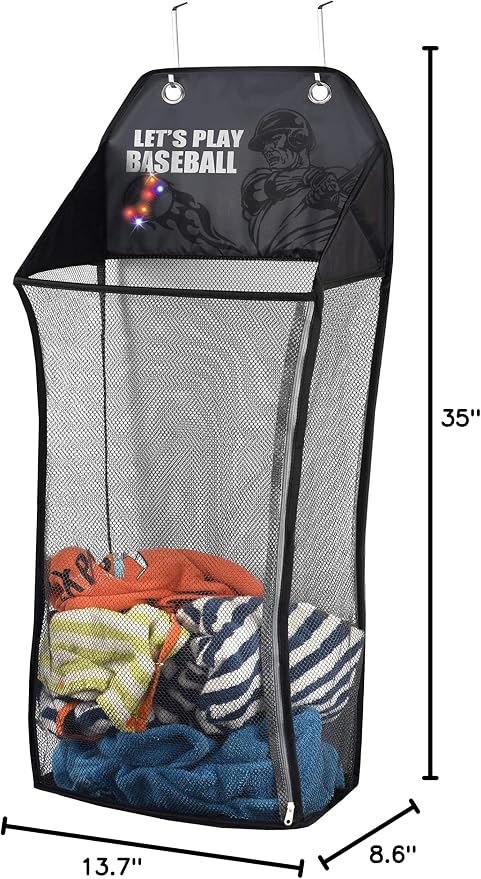 Store & Score Over The Door Hanging Kids Fun LED Baseball Light-Up Collapsible - Image 7