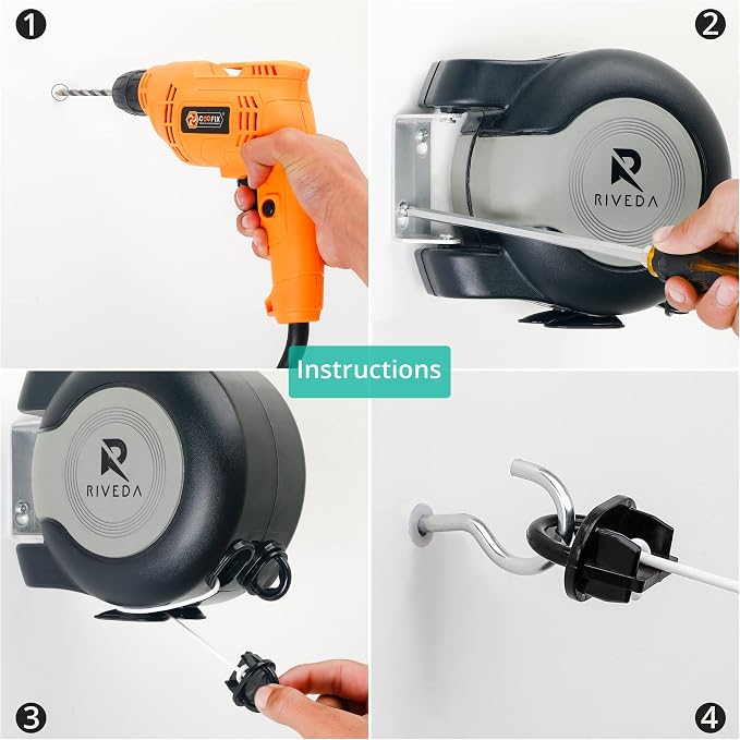 RIVEDA Dual Retractable Clothesline 49 ft Each Line - Image 3