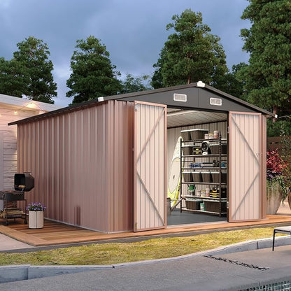 Aoxun 10x12 Shed with Floor Galvanized Steel Outdoor Storage Shed Metal Garden by Aoxun