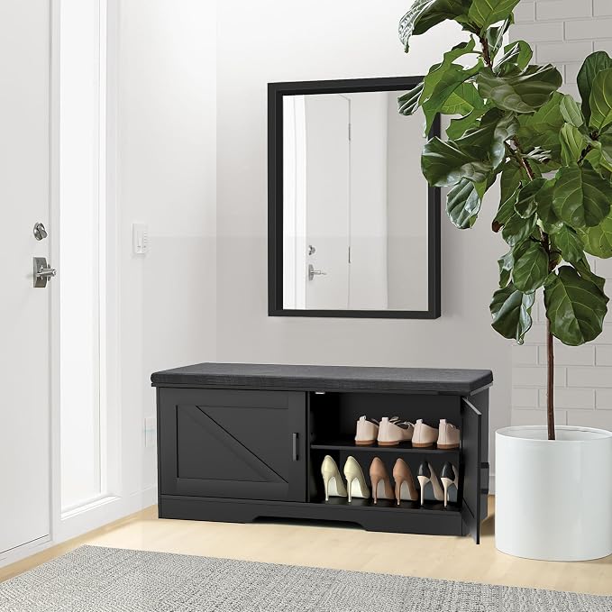 HOMSHO Farmhouse Shoe Storage Bench - Image 2