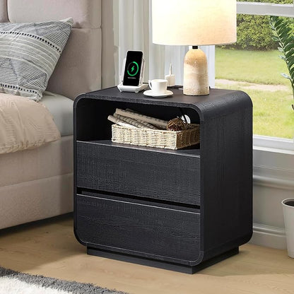 Black Curved Nightstand Set of 2 - Image 4