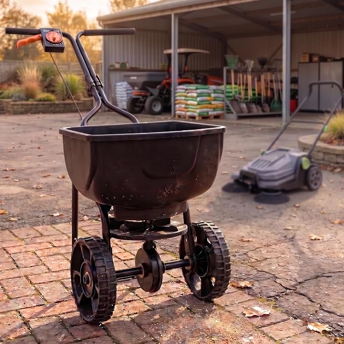 Walk-Behind Hand Push Broadcast Spreader, 10 ft Spreading Width Manual by Unknown