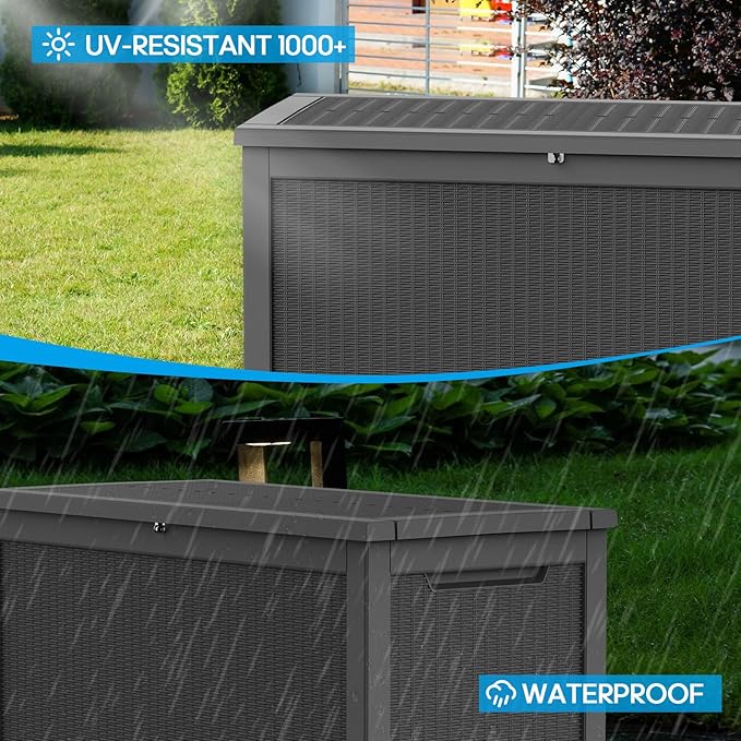 320Gal Waterproof Outdoor Storage Box, Lockable Heavy Duty Deck Boxes | - Image 3