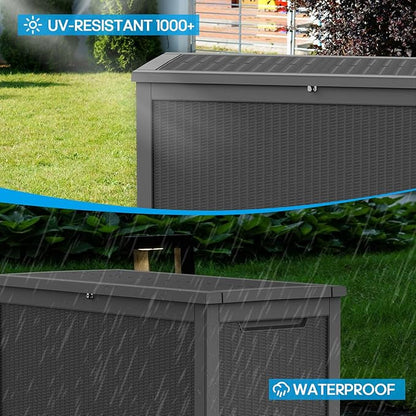 320Gal Waterproof Outdoor Storage Box, Lockable Heavy Duty Deck Boxes | - Image 3