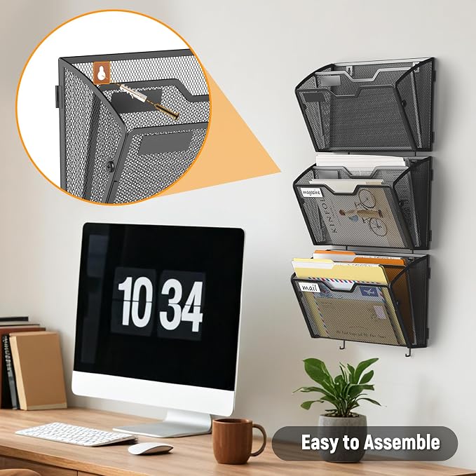 Docnest 3 Pack 2 Tier Mesh Wall File Holders - Image 6