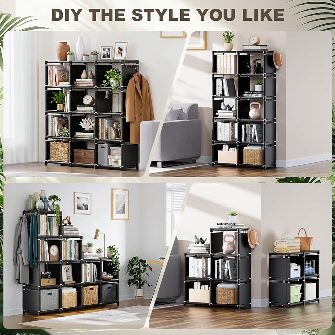Mavivegue Book Shelf, 12 Cube Storage Organizer, DIY Bookcase, Metal Bookshelf - Image 7