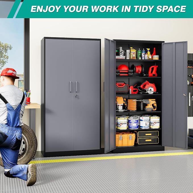 SISESOL Wide & Deep Metal Storage Cabinet - Image 2