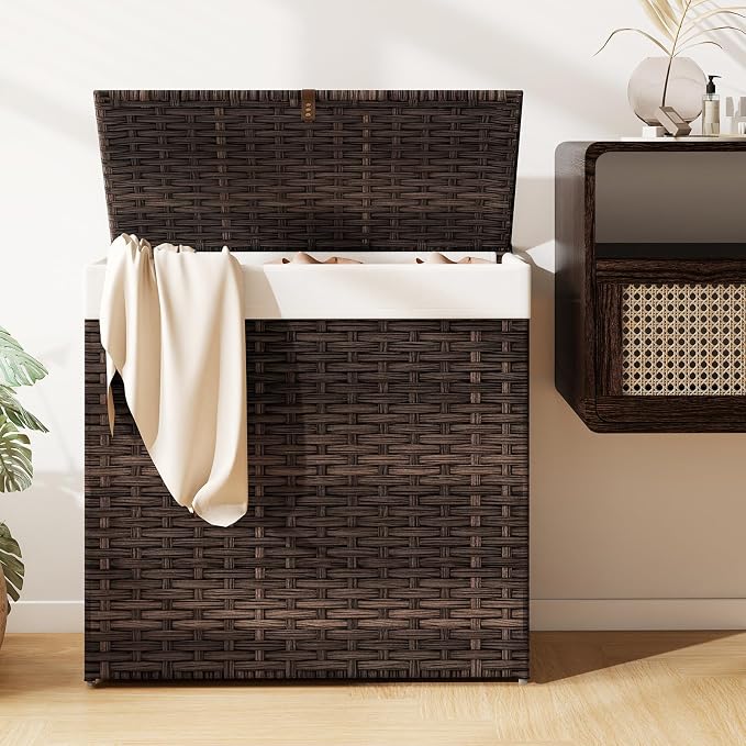 Giantex Laundry Hamper w/Wheels, 3 Section Hamper 125L w/2 Removable Liner Bags - Image 3