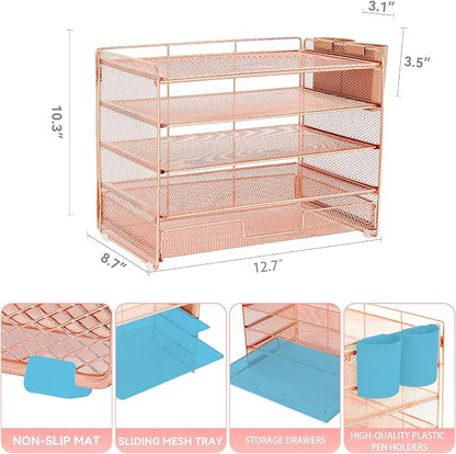 LEKETREE Desk Organizer and Accessories, 5-Tier Paper Letter Tray Organizer - Image 2