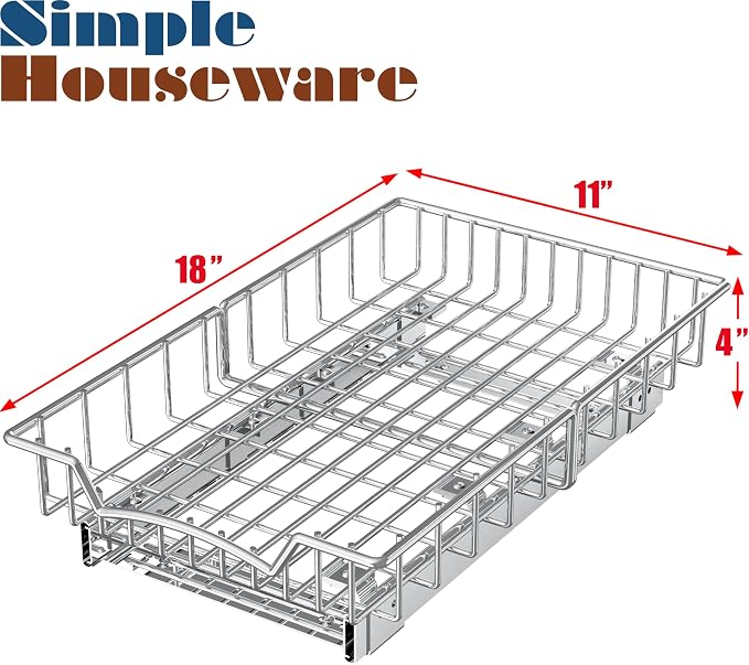 Simple Houseware Under Cabinet Pull Out Sliding Shelf Drawer, 18Dx11W | - Image 2