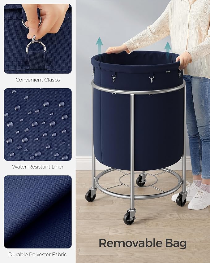 SONGMICS Laundry Basket, Rolling Steel Frame - Image 5