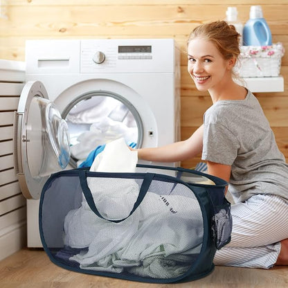 Durable Collapsible Laundry Baskets, Mesh Pop Up Laundry Hamper - Image 2