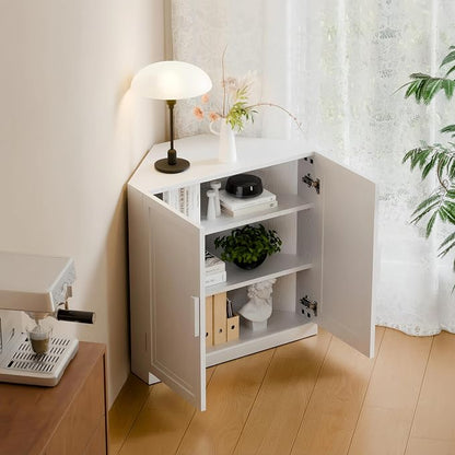 Casaphoria Farmhouse Corner Cabinet, Wooden Corner Storage Cabinet - Image 4