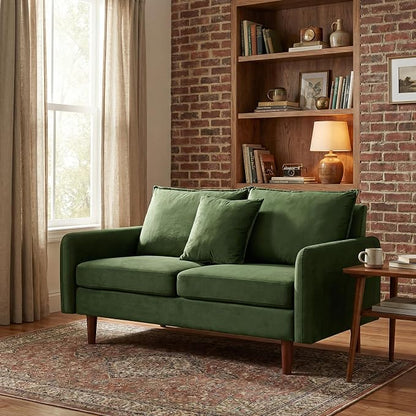 56.1" Round armrest Velvet Loveseat Sofa, mid-Century Modern Style, Luxurious - Image 3