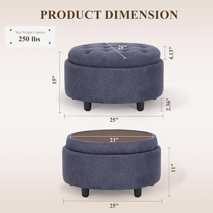 COLAMY Round Hidden Storage Ottoman - Image 2