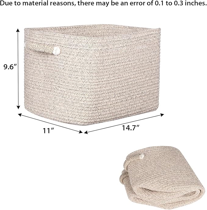 Kntiwiwo Storage Baskets for Organizing 14.7”x11”x9.6” Rope Storage Baskets for - Image 3