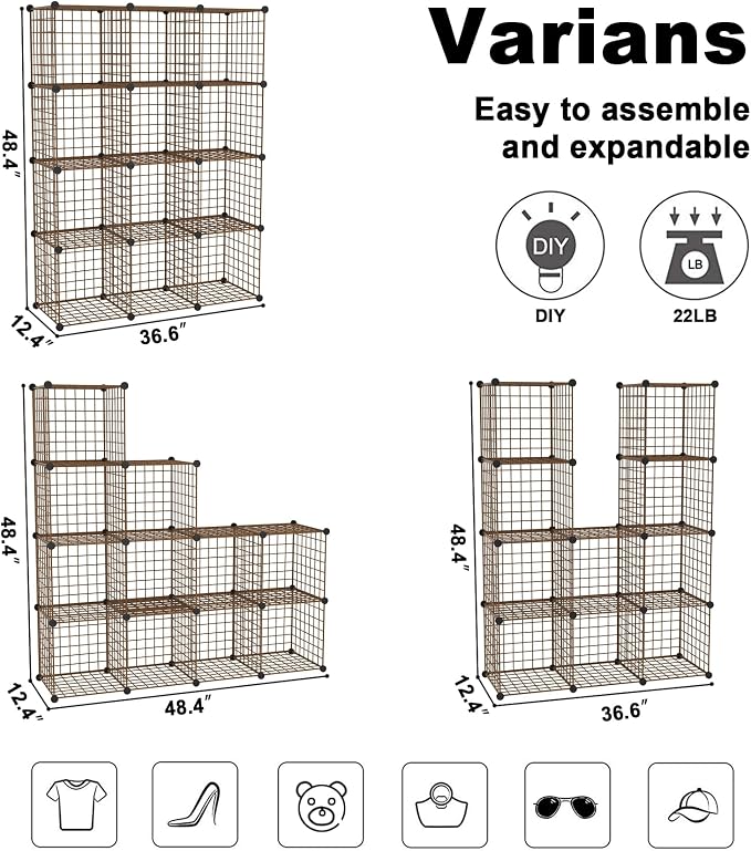 C&AHOME Wire Cube Storage, 12 - Image 3