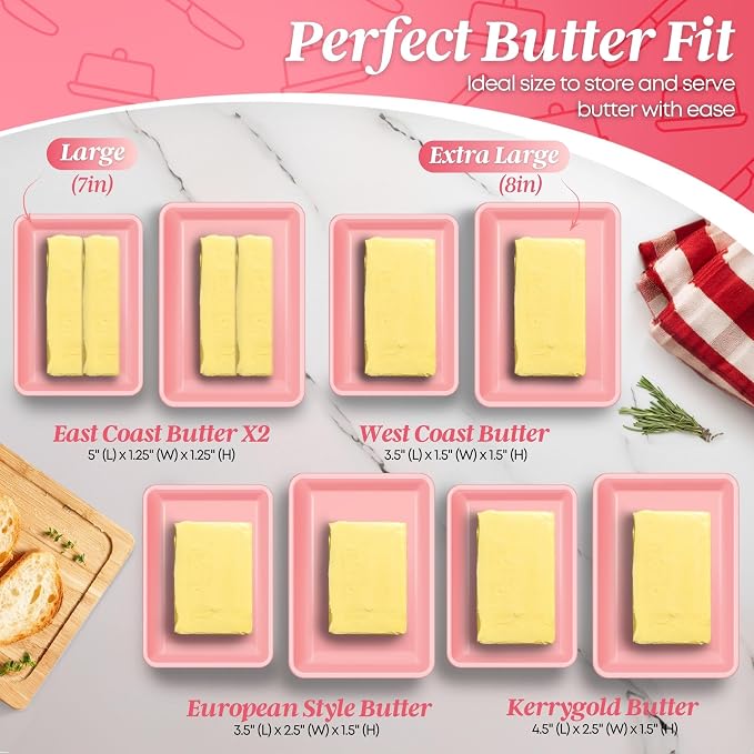 Flexzion Ceramic Pink European Butter Dish - Image 4