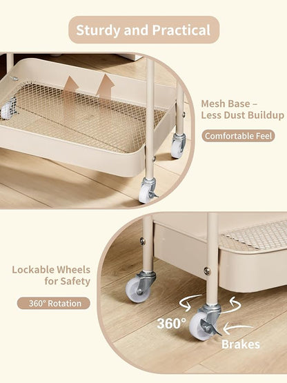 Fortella Baby Diaper Caddy, 3 Tier Rolling Storage Cart - Image 4