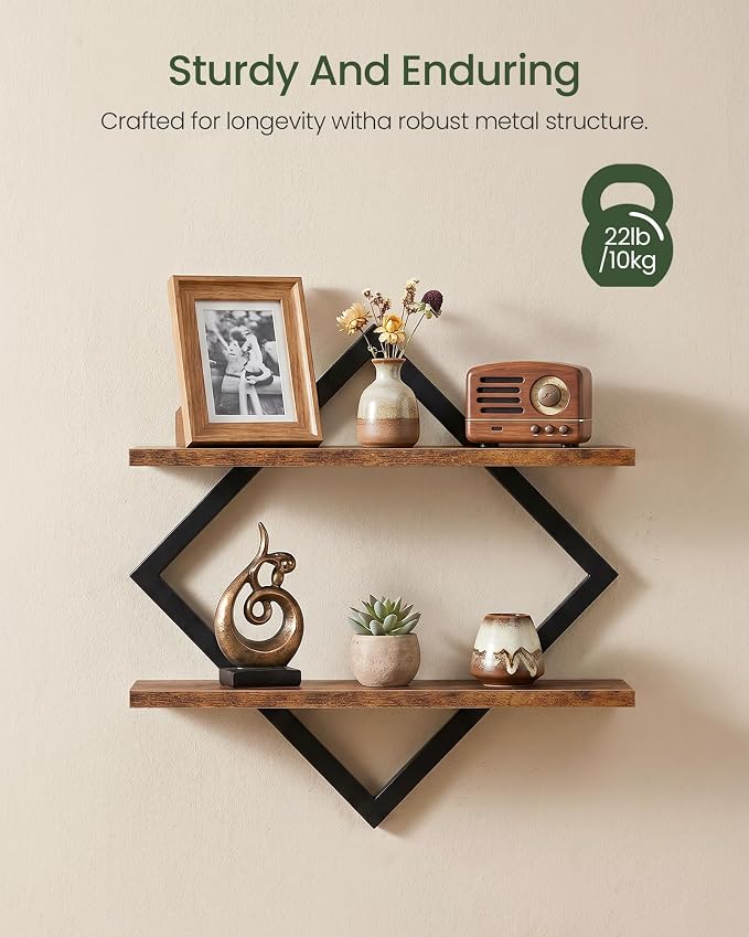 CHOEZON Floating Shelves, 2-Tier Hanging Shelves, Wall Shelf Set of 2, Wall - Image 4