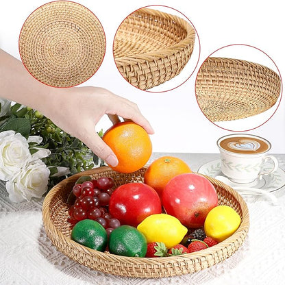 Hipiwe Round Key Basket Bowl for Entryway Table, 11.8" Large Rattan Tray - Image 4