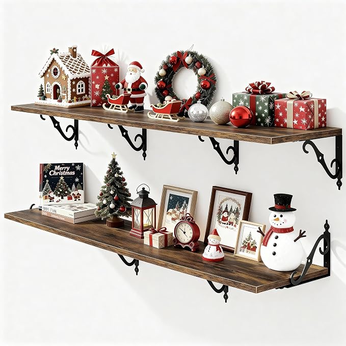 Fun Memories 55 Inch Floating Shelves, Long Floating Shelves Wall-Mounted by FunMemories