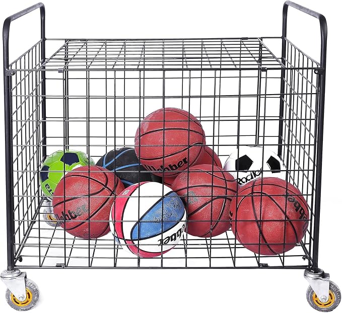 MyGift Professional Gym Metal Multi Sports Ball Storage Cart - Image 5