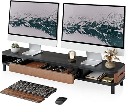 Fenge Monitor Stand with Large Drawer, 42.5 Inch Dual Monitor Riser by Fenge