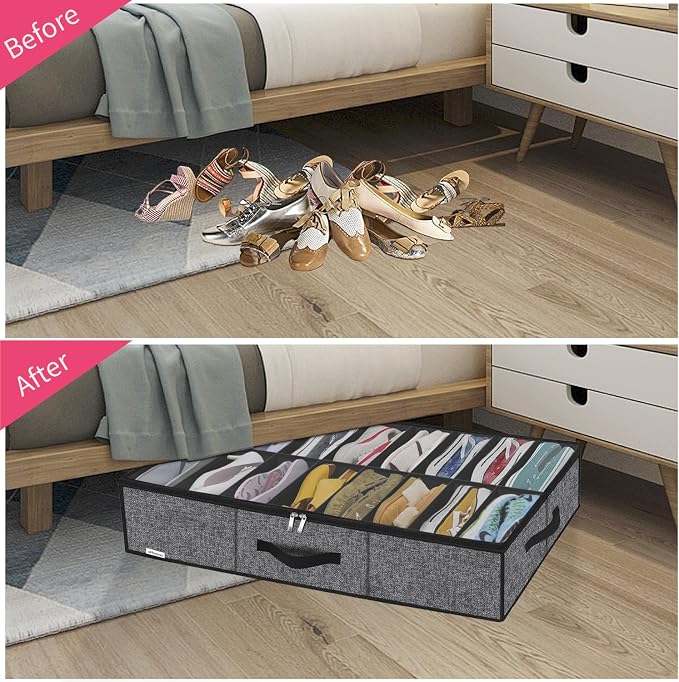 Onlyeasy Sturdy Under Bed Shoe Storage Organizer - Image 3