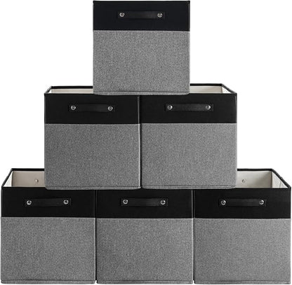FinishingBo 13x13x13 Storage Cube Bins 6 Pack, Cube Shelf Baskets | Foldable by SimplifySpaceSimplifyLife