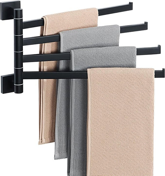 Alise 4 Arm Swivel Towel Rack, Matte Black Swivel Out Towel Bar, 13.58 Inch | by Alise