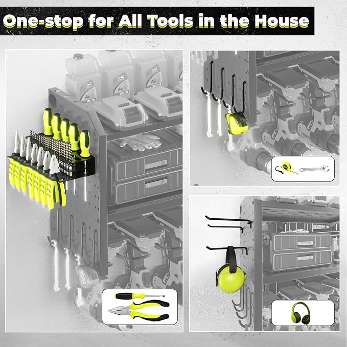 KAFAHOM Power Tool Organizer, Large 8 Drill Holder Wall Mount - Image 2