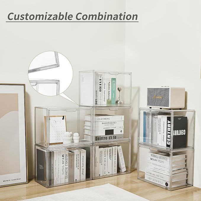 LXLXXL Cube Storage Organizer Acrylic Book Case Display Case Box Stackable Book - Image 5