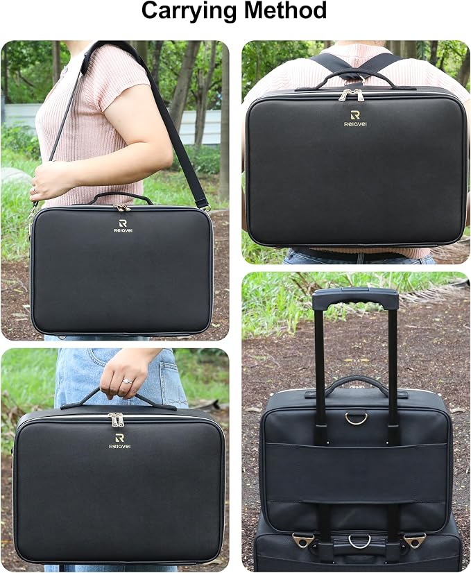 Relavel Travel Makeup Bag With LED Mirror, 16.2" Large Makeup Train Case - Image 7