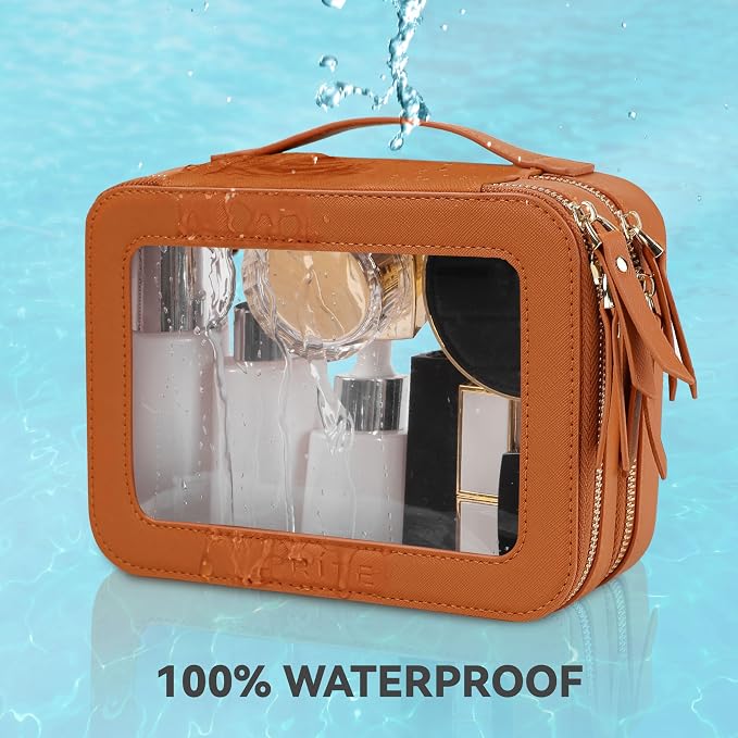 Prite Large Clear Makeup Bag Double Layer Makeup Bag - Image 5