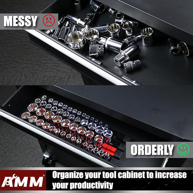 AMM 9-Piece Socket Organizer, 1/2 inch, 3/8 inch and 1/4 inch Drive ABS - Image 5