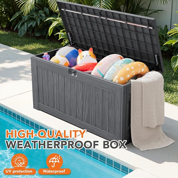 130 Gallon Deck Box Outdoor Indoor Waterproof Storage Box - Image 4