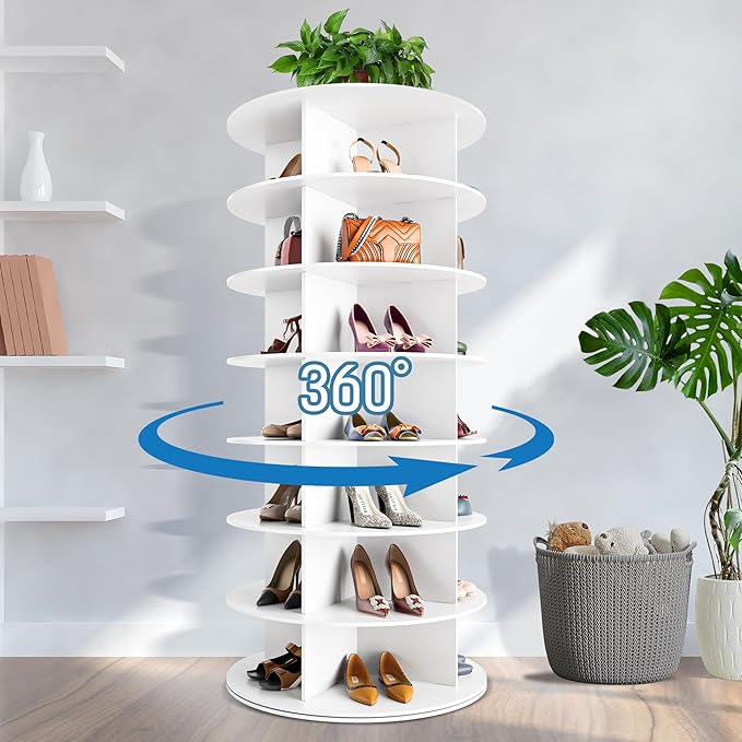 7-Tier Rotating Shoe Rack Tower, Freestanding Shoes Organizer | 360° Vertical by Dephet