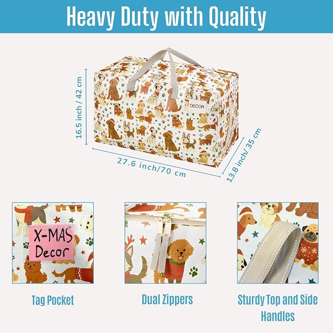 VENO 4 Pack Moving Bags and Large Christmas Decoration Storage Bins - Image 3