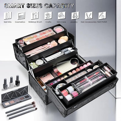 FRENESSA Makeup Case Extra Large Makeup Train Case 12.6 Inch Makeup Box - Image 8