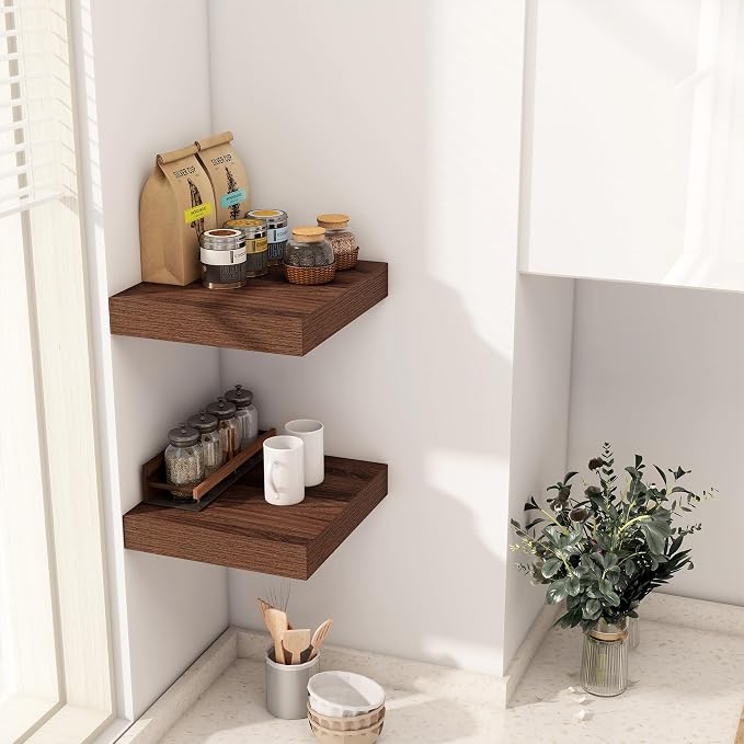 Fun Memories 12 Inch Floating Shelf, Rustic Wood Wall Shelves - Image 2