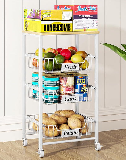4-Tier Small Kitchen Storage Cart on Wheels by OKZEST