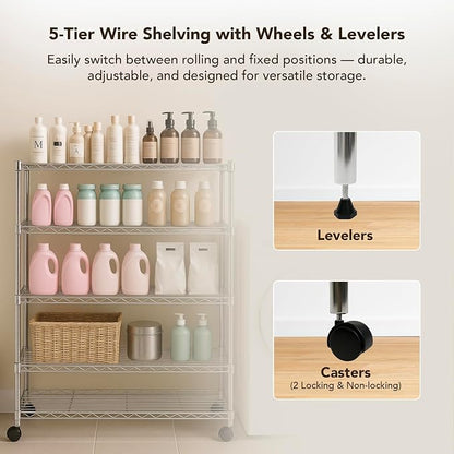 Displays By Jack 5 Tier Heavy Duty Wire Shelving Unit Storage Rack - Image 5
