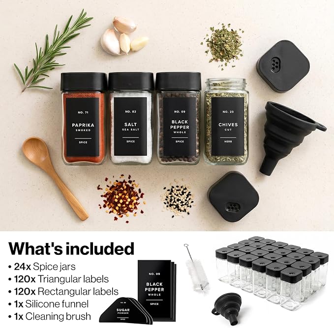 EDELHAUS Square Glass Spice Jars - Image 8
