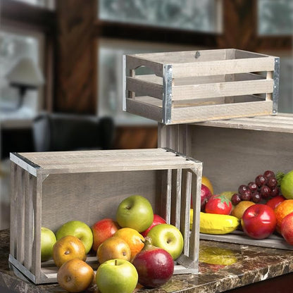 wald imports - Set of 3 White Washed Wooden Crates - Image 3