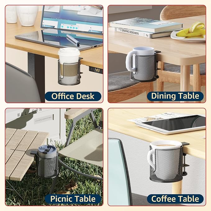 Large Desk Cup Holder, Fully Covered Anti-Spill Clip on Table Cup Holder - Image 6