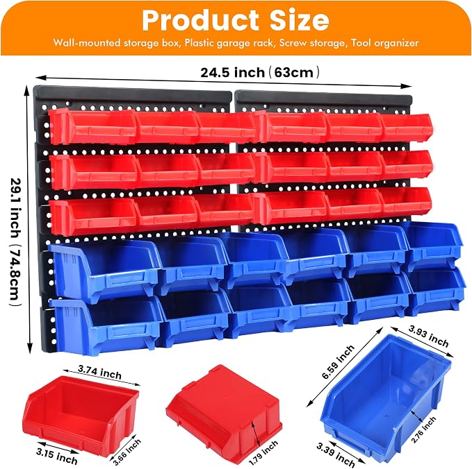 MaxWorks Wall Mount Storage Rack 30 Bin Heavy‑Duty Organizer - Image 2