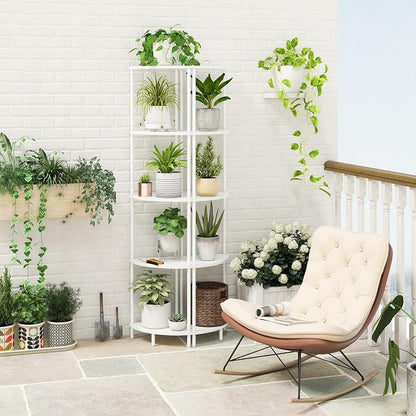 Yoobure Corner Shelf Stand, 5-Tier Bookshelf, Living Room, Narrow Display Shelf - Image 7