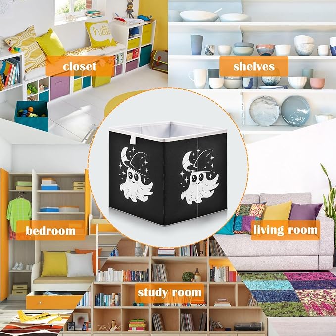 Halloween Black Closet Organizers Storage Cubes Storage Bins Shelf Baskets - Image 6